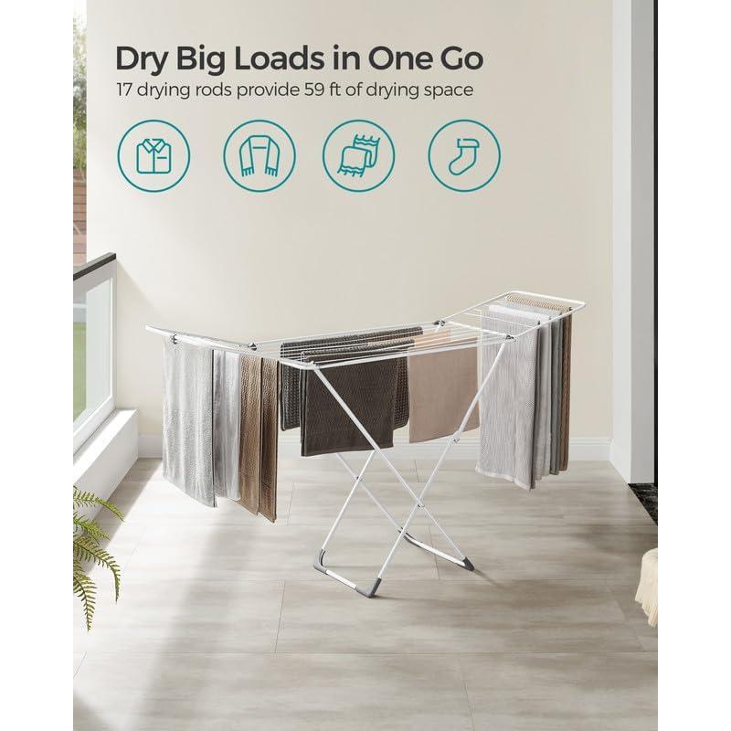 Estante Secador de Ropa Plegable SONGMICS Blanco 182 cm