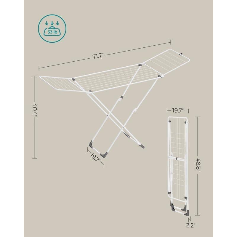 Estante Secador de Ropa Plegable SONGMICS Blanco 182 cm