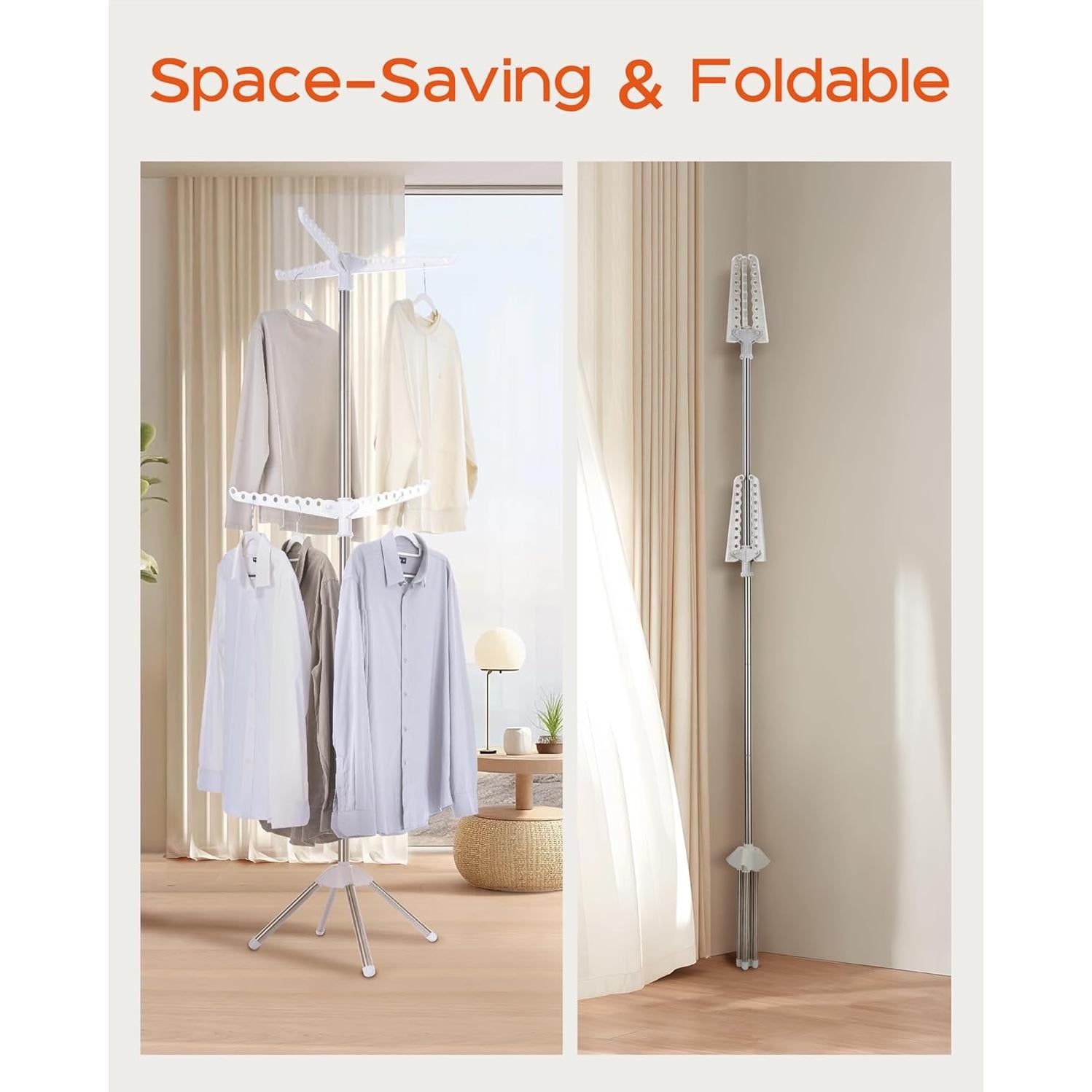 Estante Secar Ropa Plegable CASAMAYA 2 Niveles Acero Inoxidable