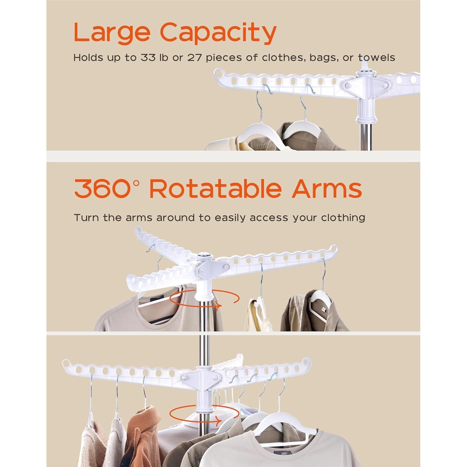 Estante Secar Ropa Plegable CASAMAYA 2 Niveles Acero Inoxidable