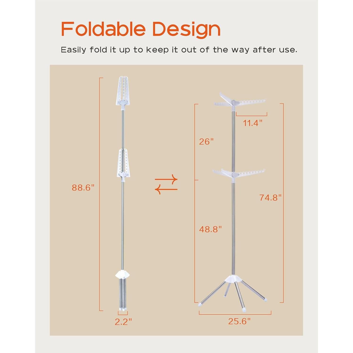 Estante Secar Ropa Plegable CASAMAYA 2 Niveles Acero Inoxidable