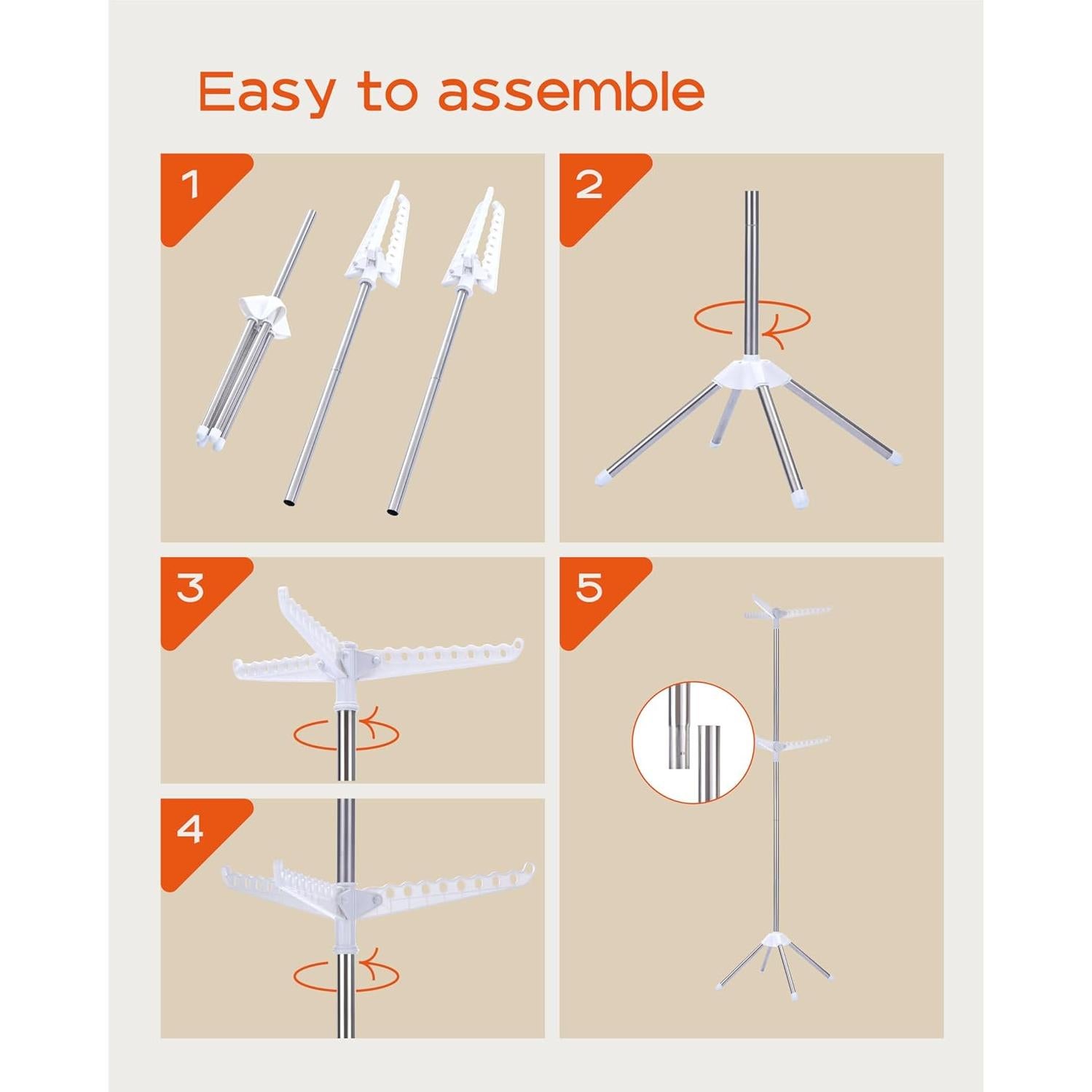 Estante Secar Ropa Plegable CASAMAYA 2 Niveles Acero Inoxidable