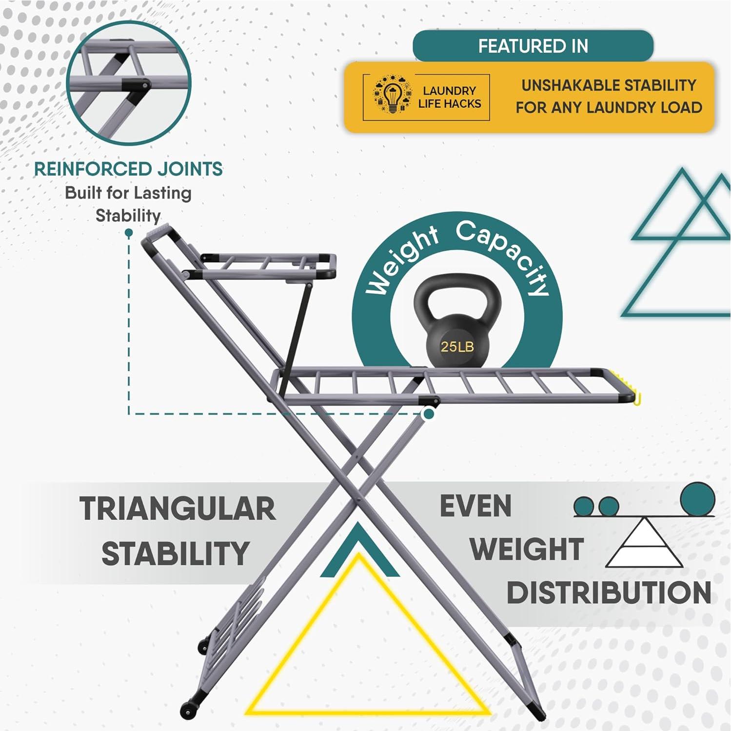 Perchero Secado Ropa XABITAT Metal Plegable 2 Niveles