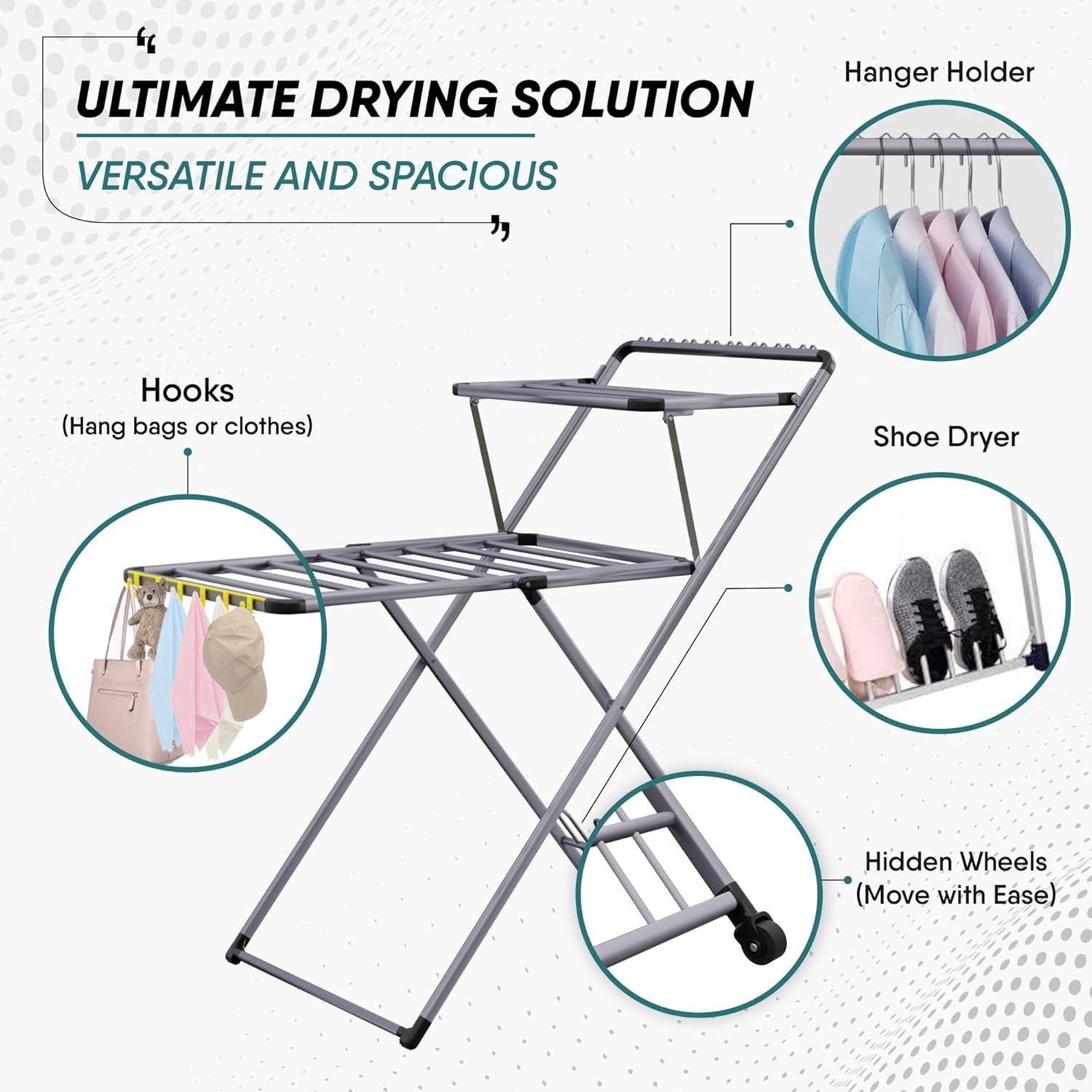 Perchero Secado Ropa XABITAT Metal Plegable 2 Niveles