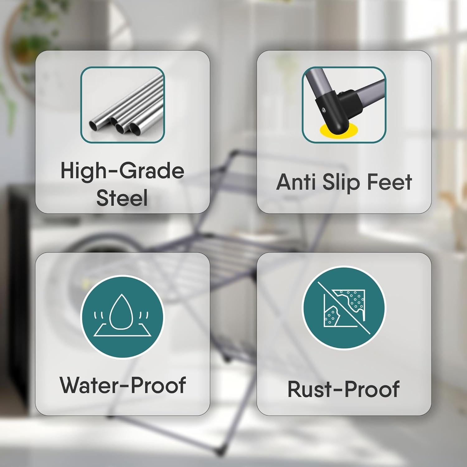 Perchero Secado Ropa XABITAT Metal Plegable 2 Niveles