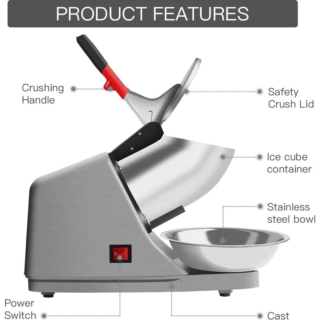Máquina de Hielo Raspado Reespring 300W Acero Inoxidable