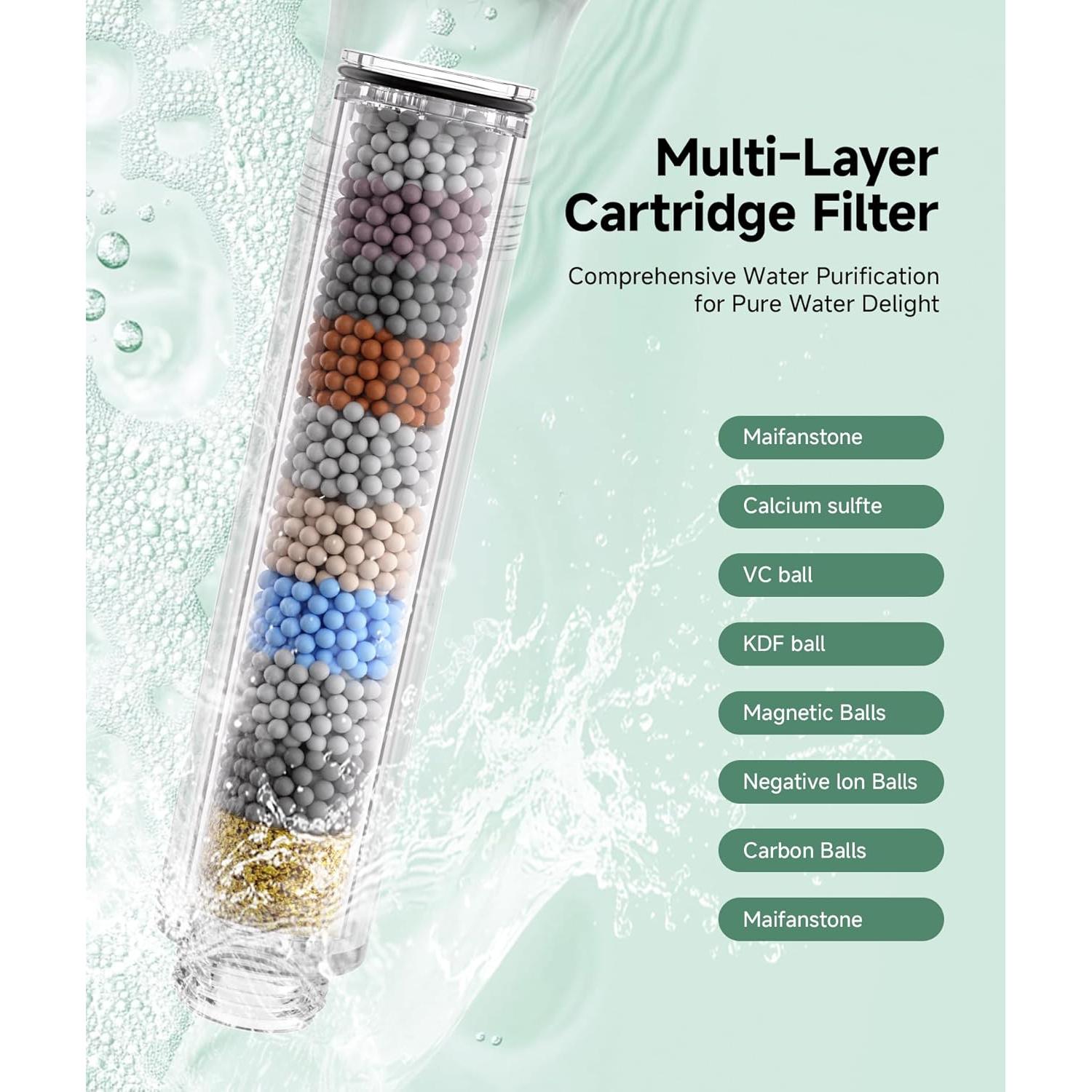 Cabezal de Ducha Filtrado SunCleanse Cromo 9 Modos Alta Presión