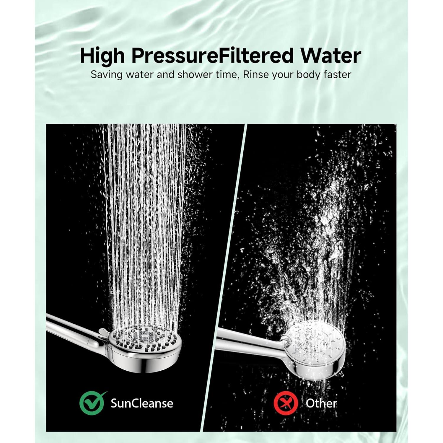 Cabezal de Ducha Filtrado SunCleanse Cromo 9 Modos Alta Presión