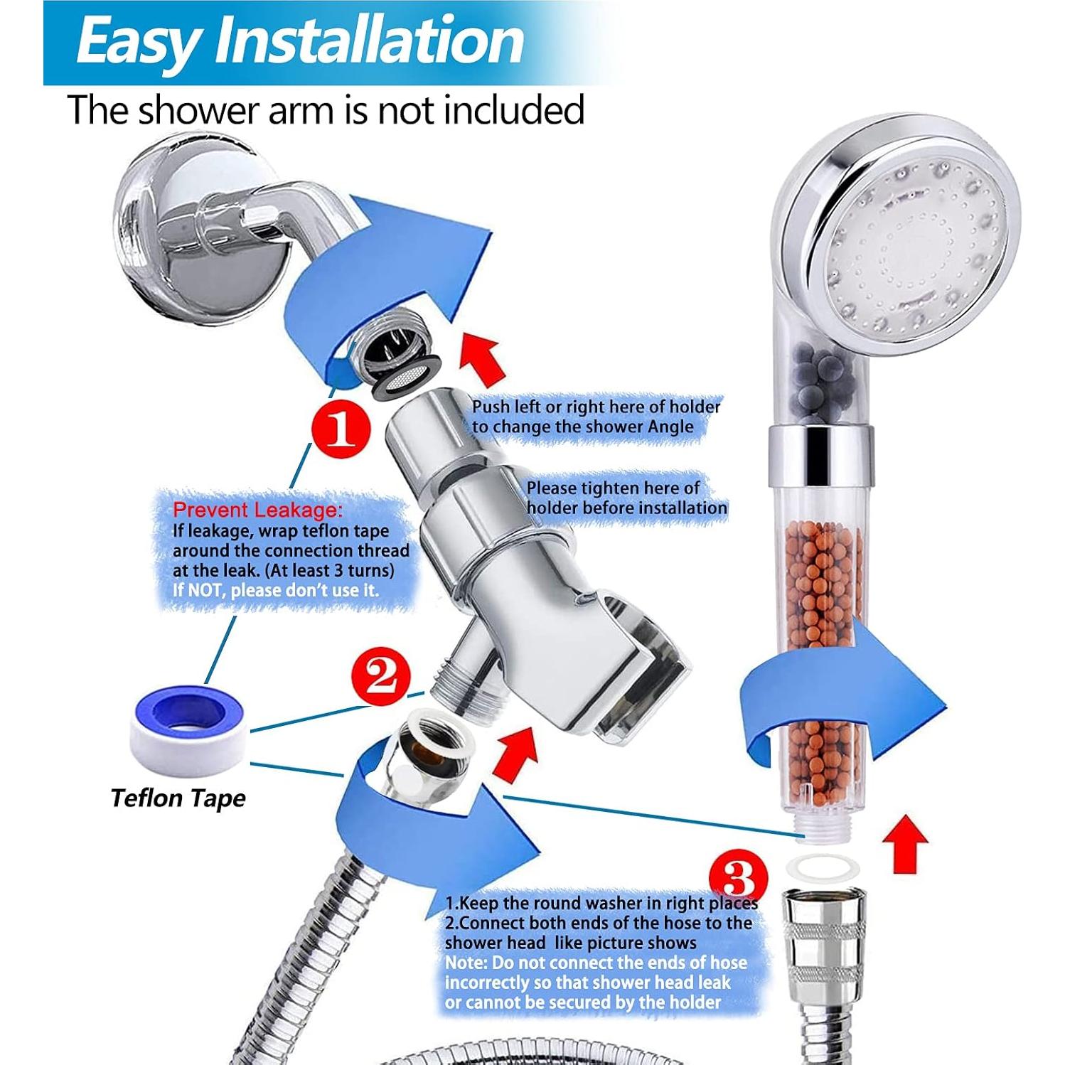 Cabezal de Ducha LED FASTRAS Alta Presión 3 Modos Filtrado
