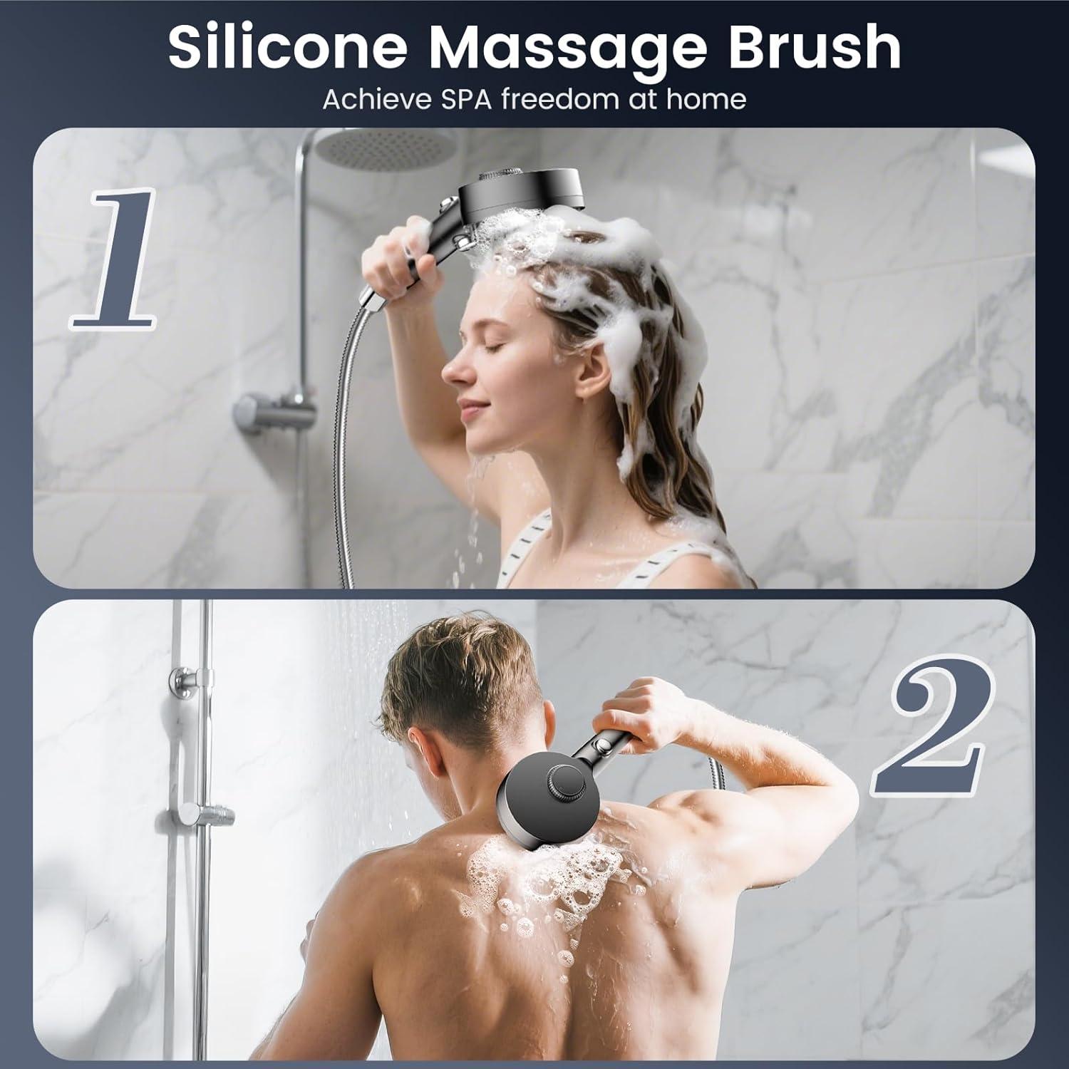 Cabezal de Ducha Filtrado PWERAN 4 Modos 12,7 cm Gris