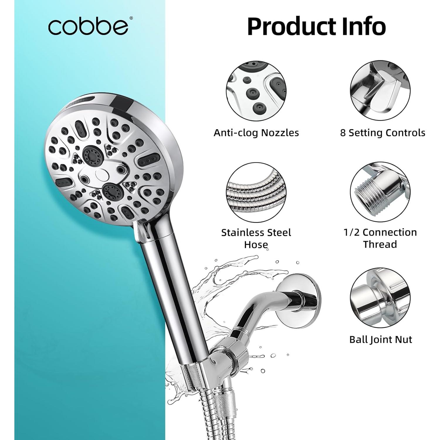 Cabezal de Ducha Filtrado Cobbe KSCG701-3 9 Modos Cromo