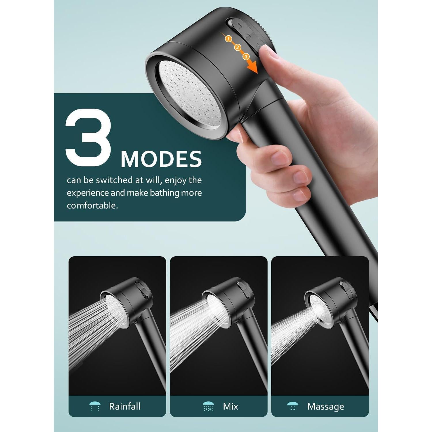 Cabezal de Ducha Filtrado Fitespot 3 Modos Alta Presión