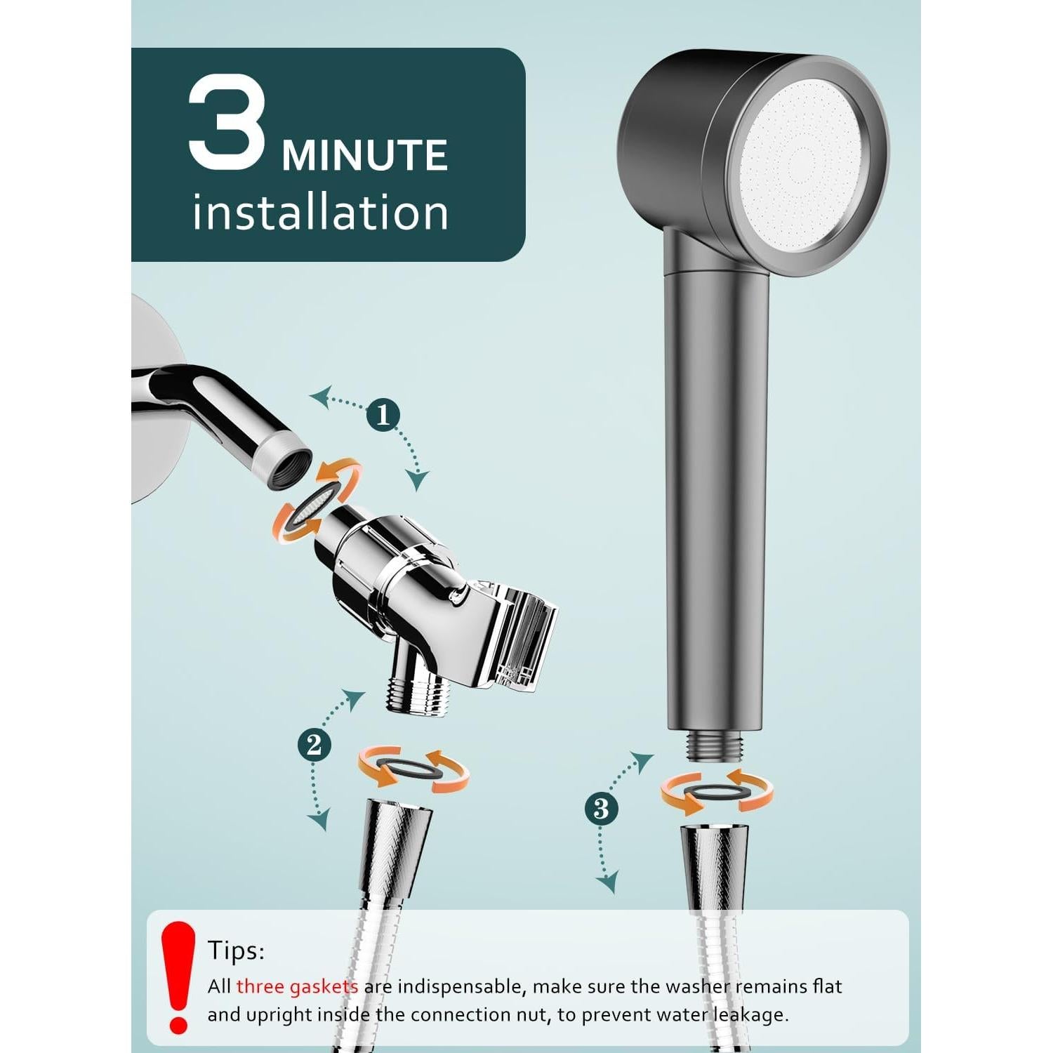 Cabezal de Ducha Filtrado Fitespot 3 Modos Alta Presión