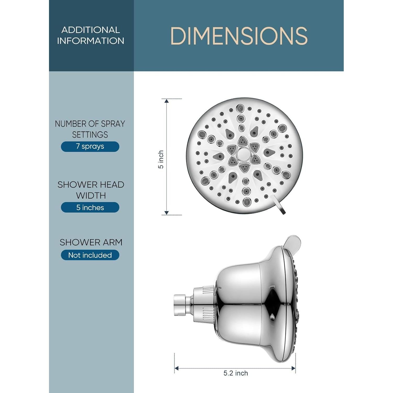 Cabezal de Ducha Filtrado Cobbe 7 Modos 16 Etapas Cromo 14cm