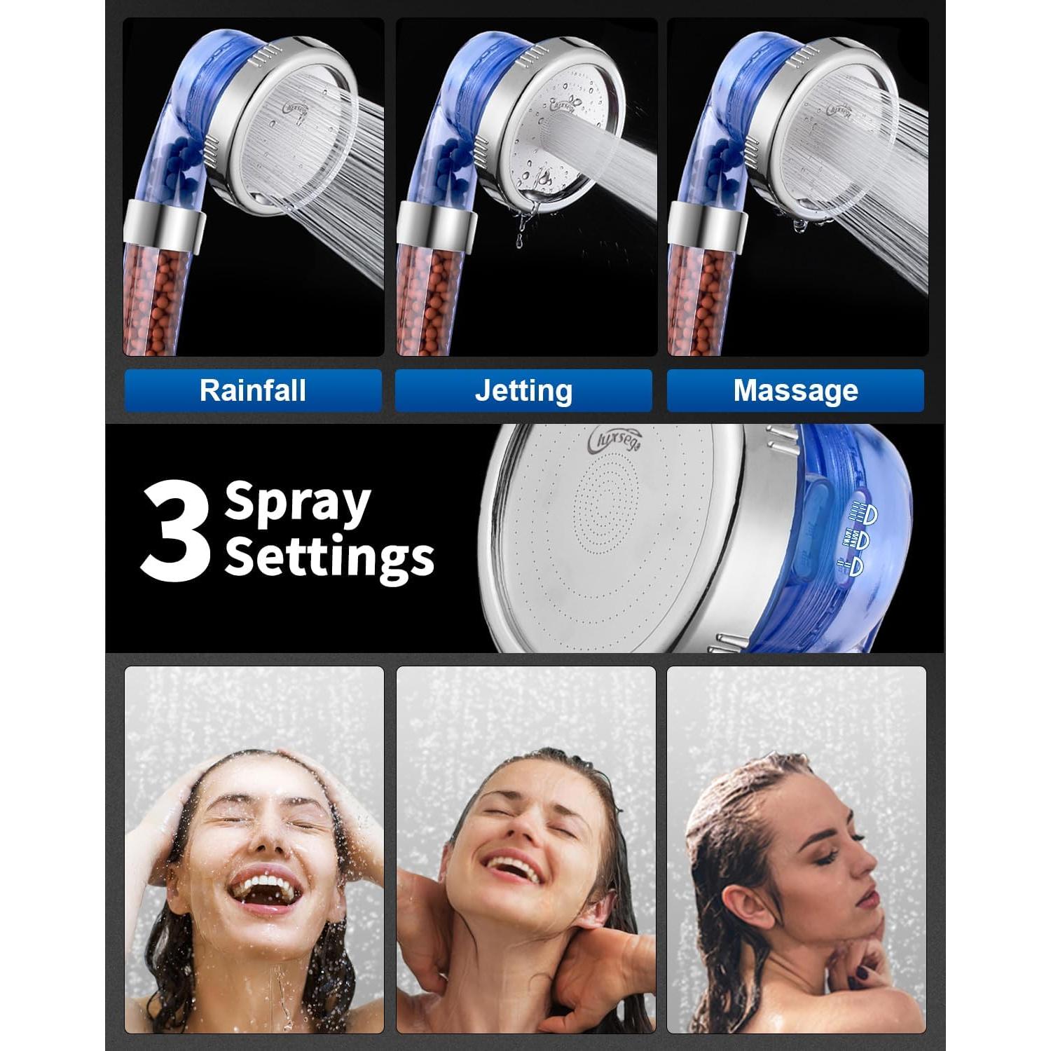 Cabezal de Ducha Filtrado Luxsego Alta Presión 3 Modos
