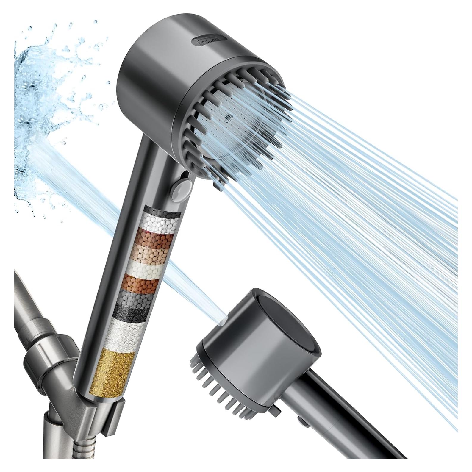 Cabezal de Ducha Filtrado Cobbe 5 Modos Alta Presión Gris