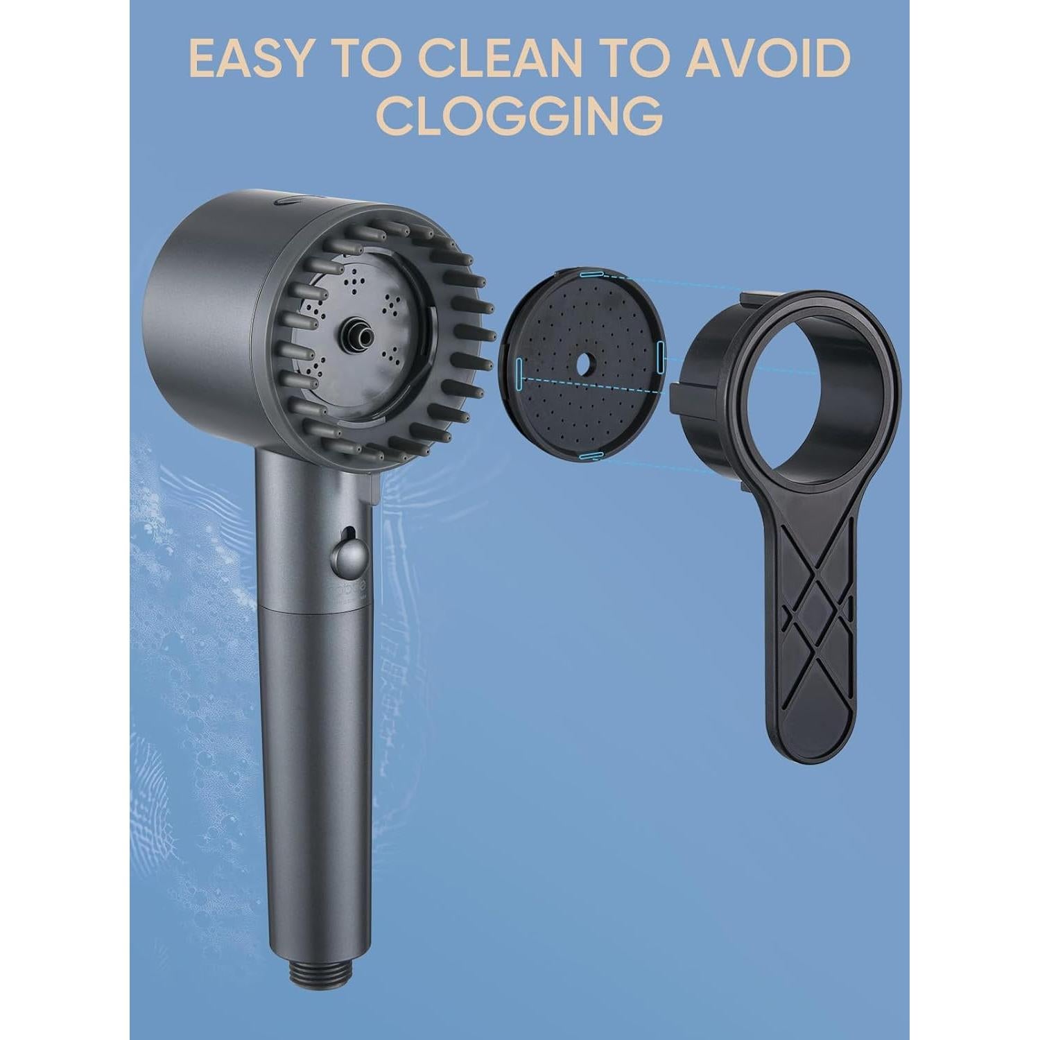 Cabezal de Ducha Filtrado Cobbe 5 Modos Alta Presión Gris