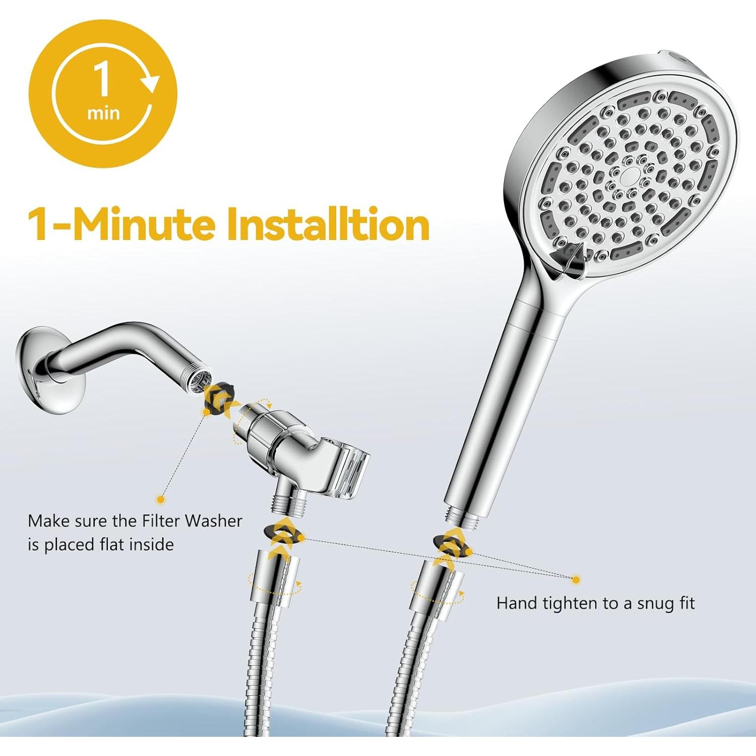 Cabezal de Ducha Filtrado DAKINGS 6 Modos Cromo 152 cm