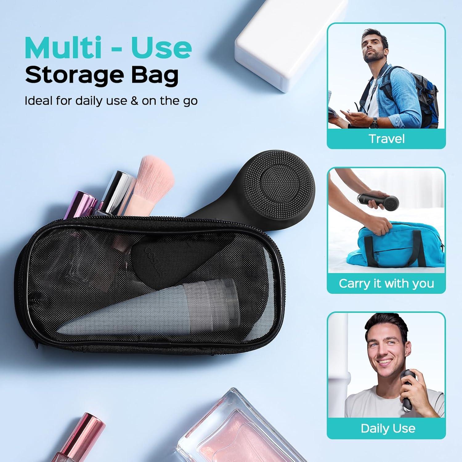 Cepillo Facial COSLUS 2 en 1 Silicona Impermeable Negro