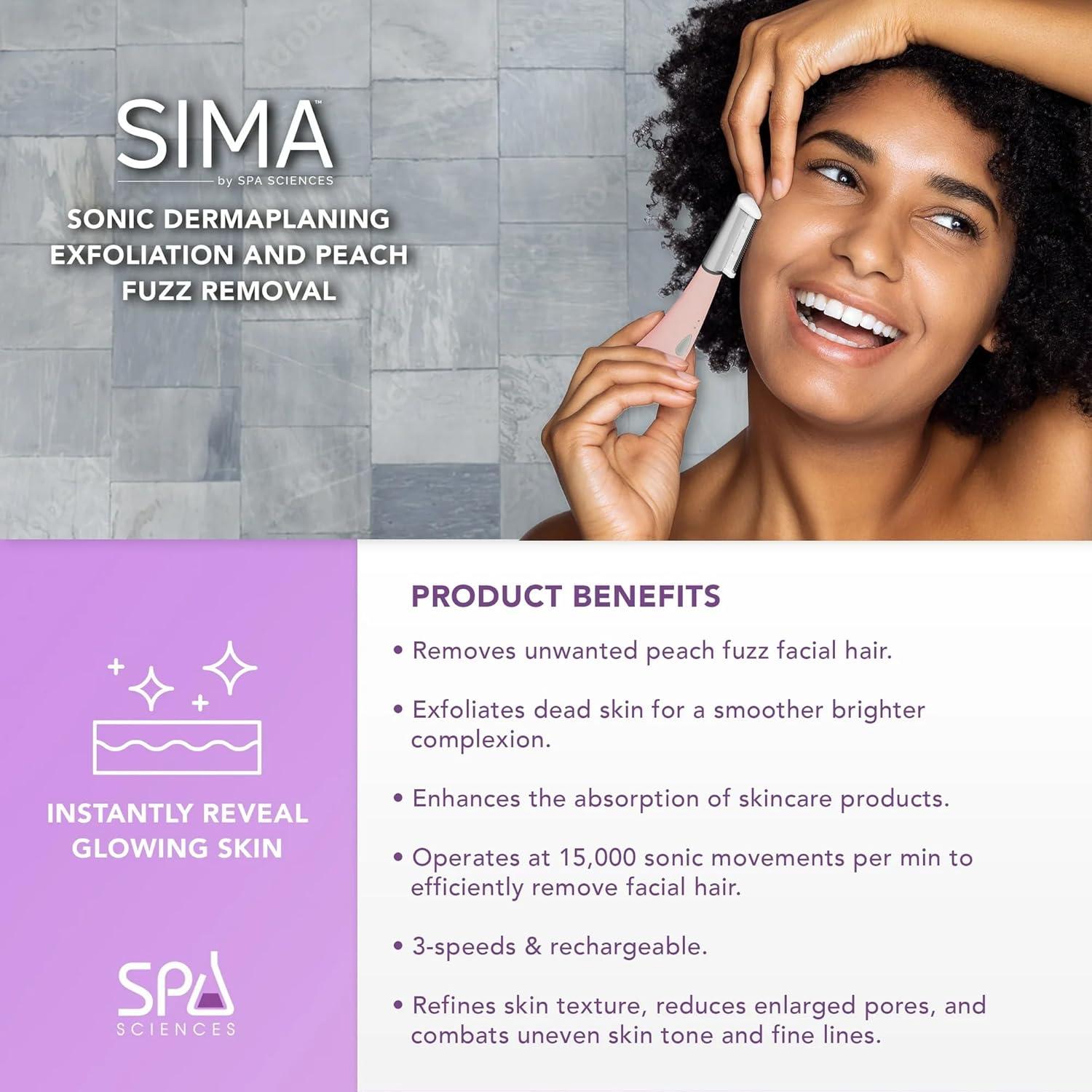 Afeitadora Dermaplane Spa Sciences SIMA Rosa 2-en-1 Exfoliación