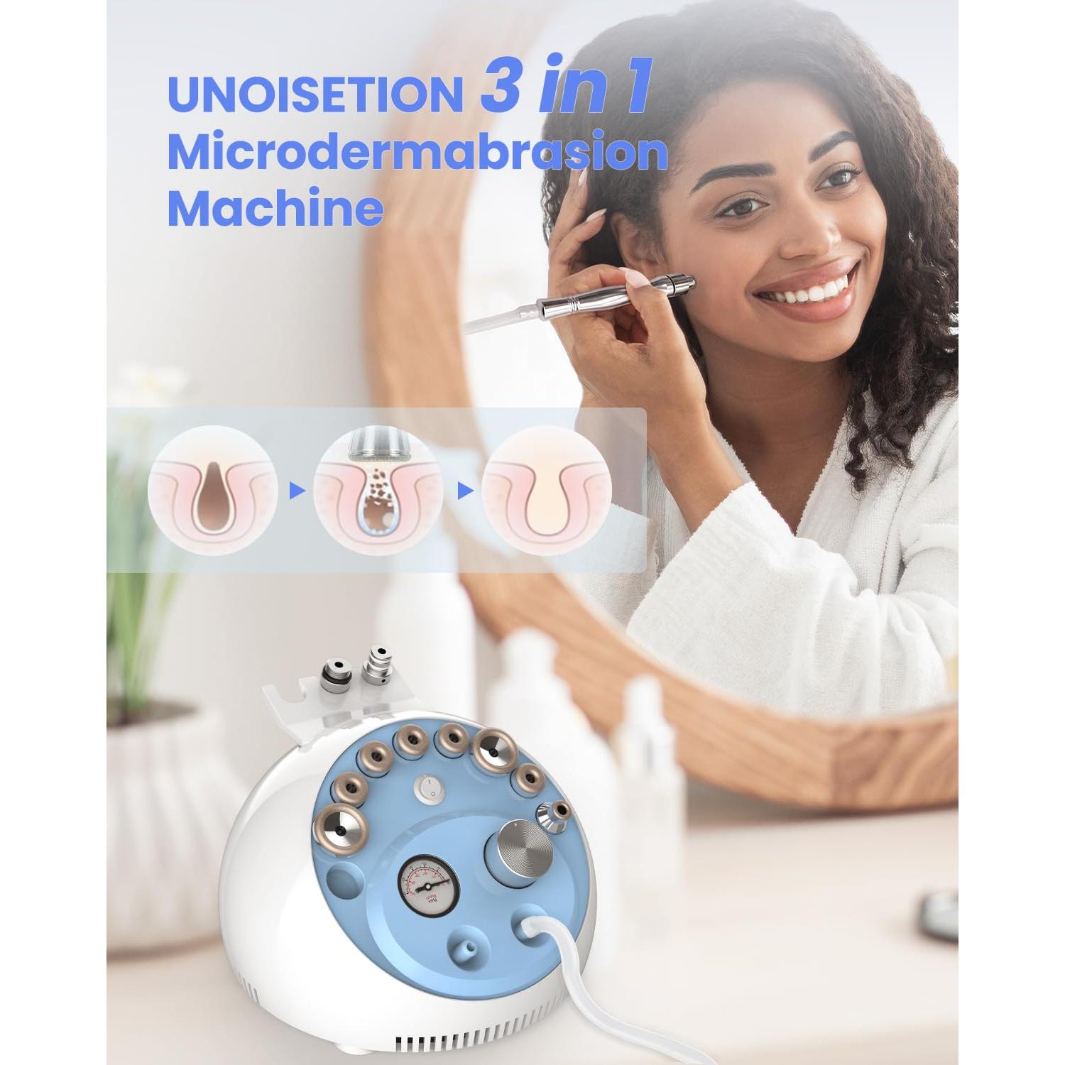 Máquina de Microdermoabrasión UNOISETION 3 en 1 para Piel Suave