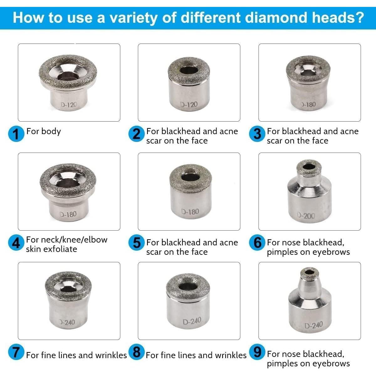 Cabezal de Dermabrasión Facial ZEIZOMZER 9 Piezas Diamante