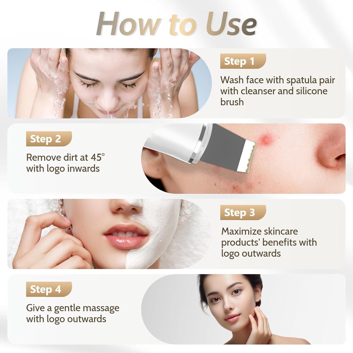 Espátula Facial Liedrg VP3 4 en 1 con Cargador USB