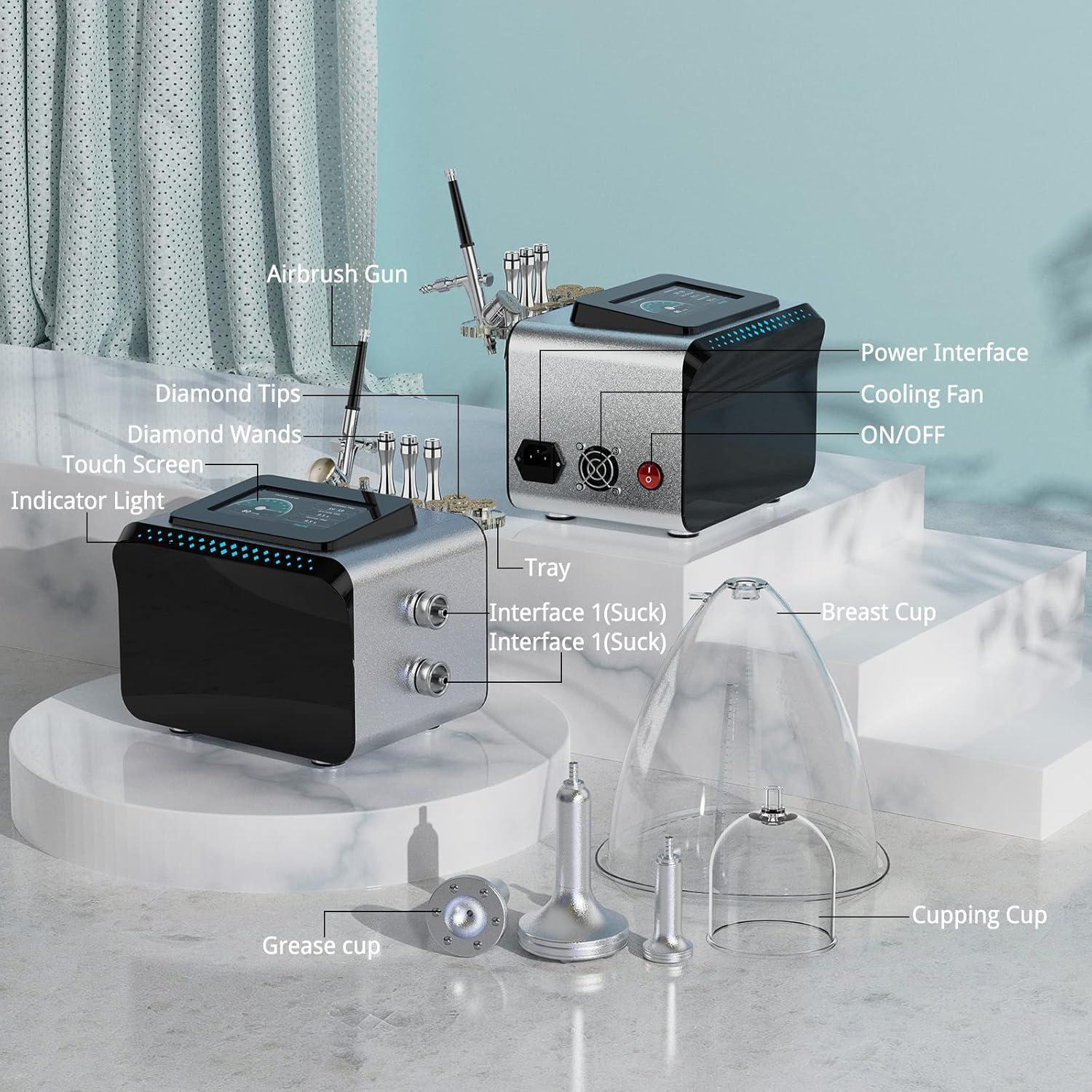 MYSWEETY Vacuum Therapy Machine, 3 in 1 Mutilfunction Cupping Therapy Sets, Professional Facial Skin Care Machine with Spray Gun Beauty Deviece for Salon/Home Use (0-80 cmHg | 1800ML)