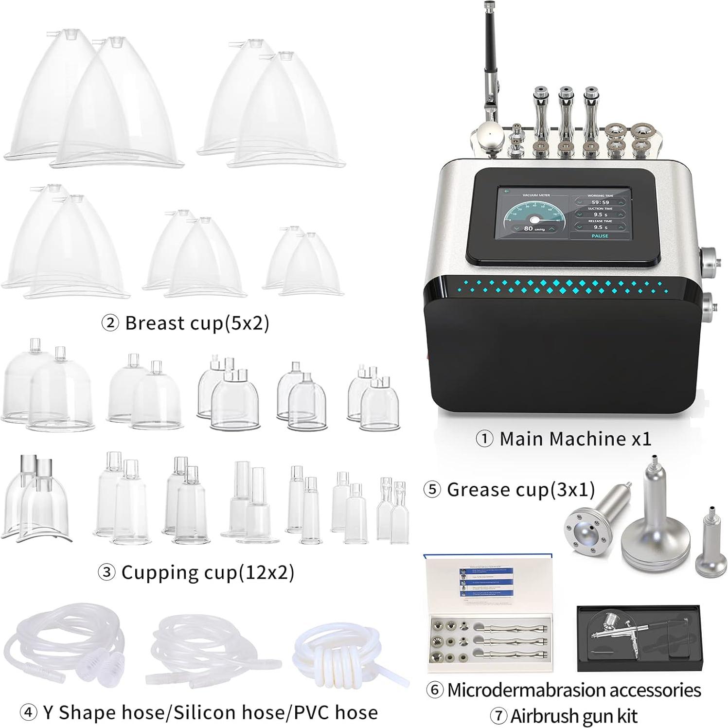 MYSWEETY Vacuum Therapy Machine, 3 in 1 Mutilfunction Cupping Therapy Sets, Professional Facial Skin Care Machine with Spray Gun Beauty Deviece for Salon/Home Use (0-80 cmHg | 1800ML)