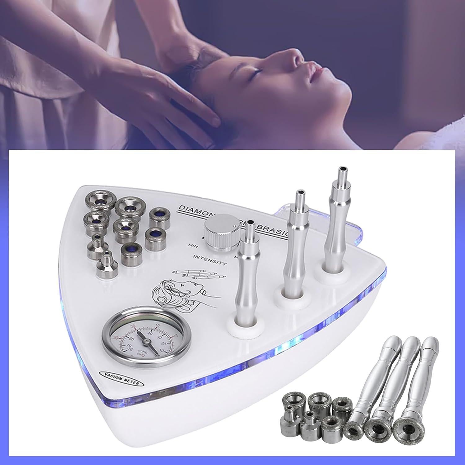 Diamond Microdermabrasion Machine, 110V Professional Facial Skin Care Salon Equipment Esthetician Supplies with Vacuum Tube, 10.5W Working Frequency, 9.1*9.8*3.1 inch