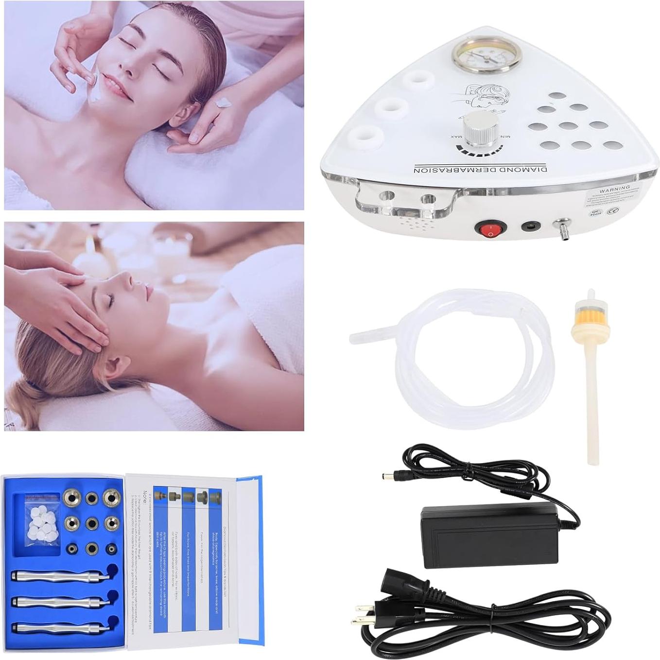 Diamond Microdermabrasion Machine, 110V Professional Facial Skin Care Salon Equipment Esthetician Supplies with Vacuum Tube, 10.5W Working Frequency, 9.1*9.8*3.1 inch