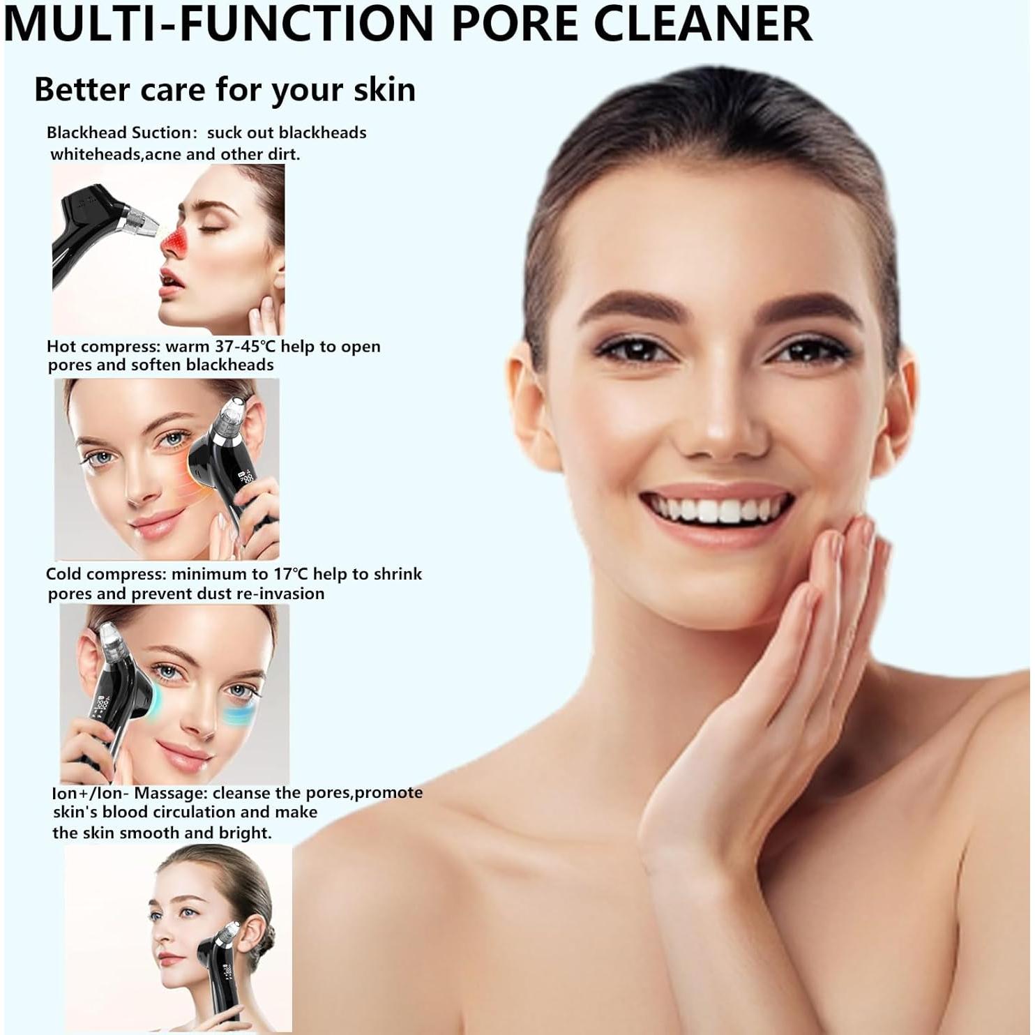 Limpiador de Poros SJIE QC208 con Masaje y Calor - Negro