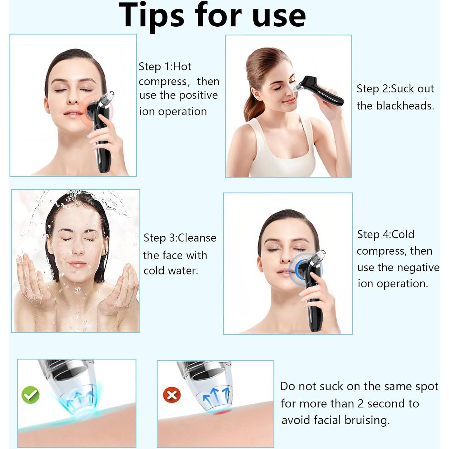 Limpiador de Poros SJIE QC208 con Masaje y Calor - Negro