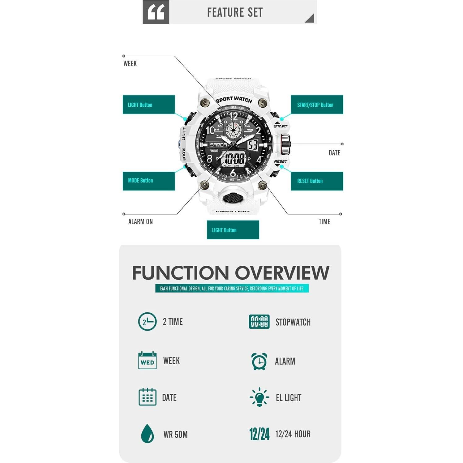 Reloj Deportivo KXAITO Militar Impermeable Multifuncional