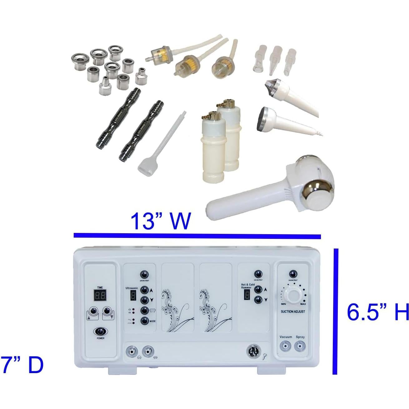 Professional 5-in-1 Facial Machine, Multifunction Spa Equipment with Microdermabrasion, Blackhead Vacuum, and Hot & Cold Facial Hammer