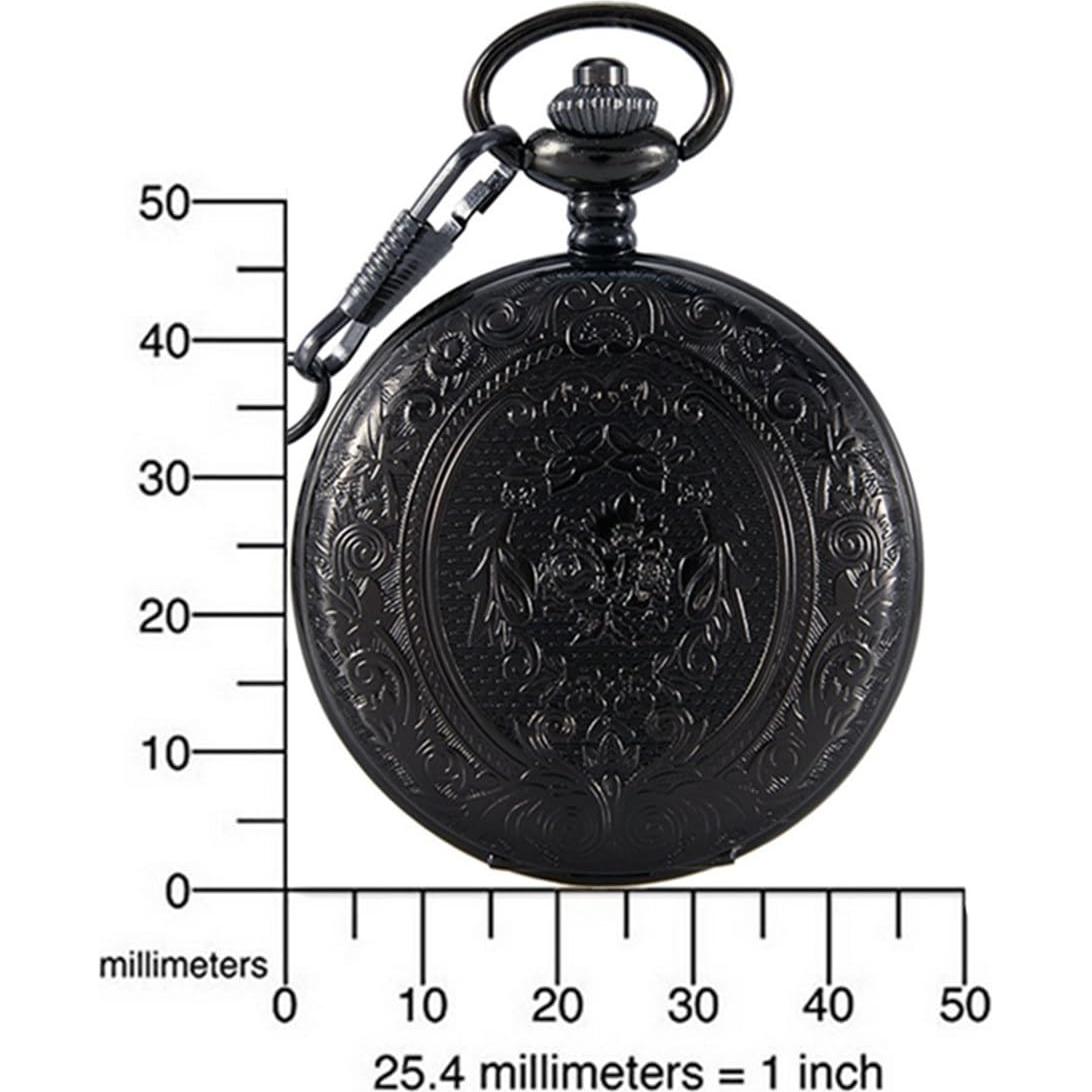 Reloj de bolsillo SwitchMe negro con flores y números romanos