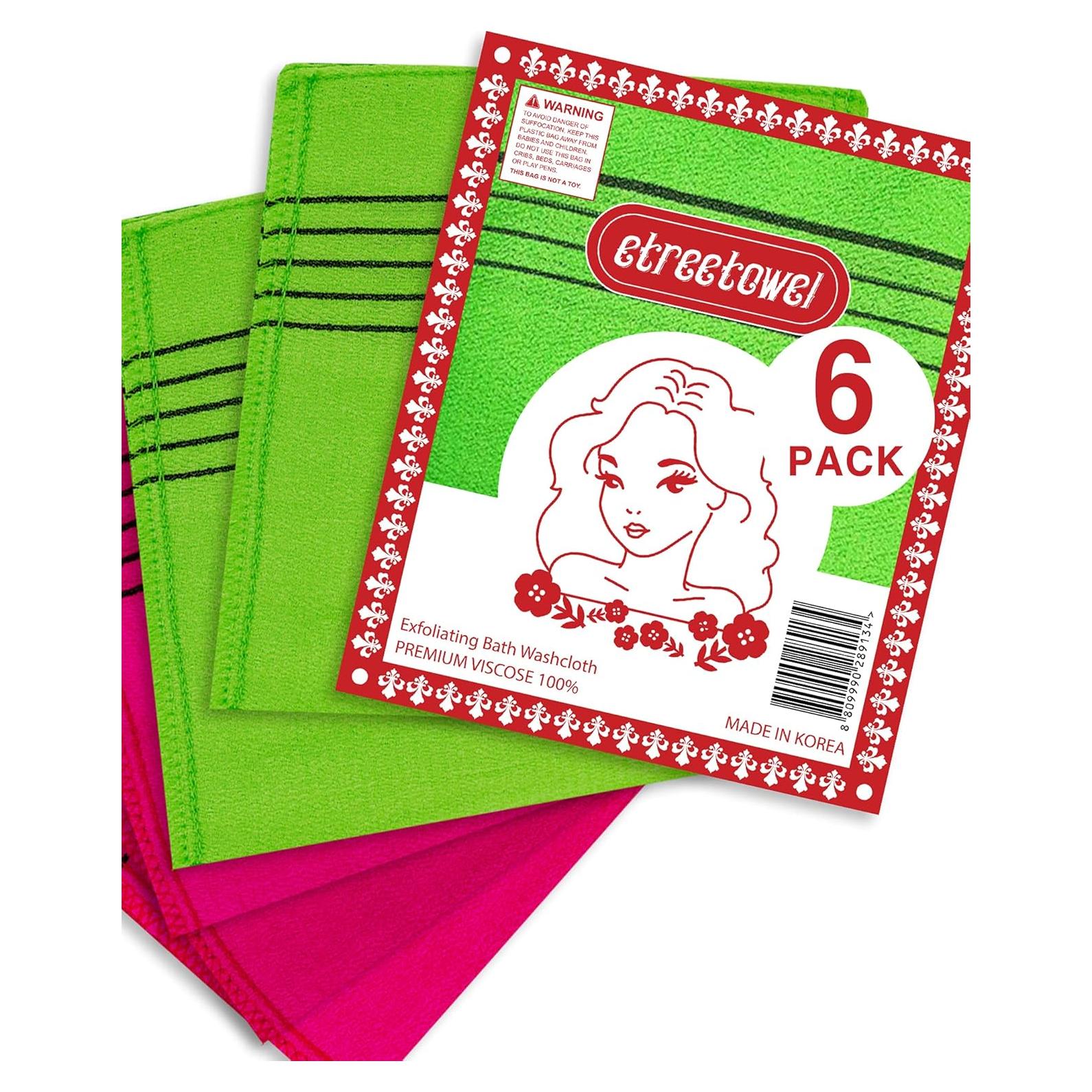 Guantes de Baño Exfoliantes Ereetowel 6 Piezas Anti-Encogimiento