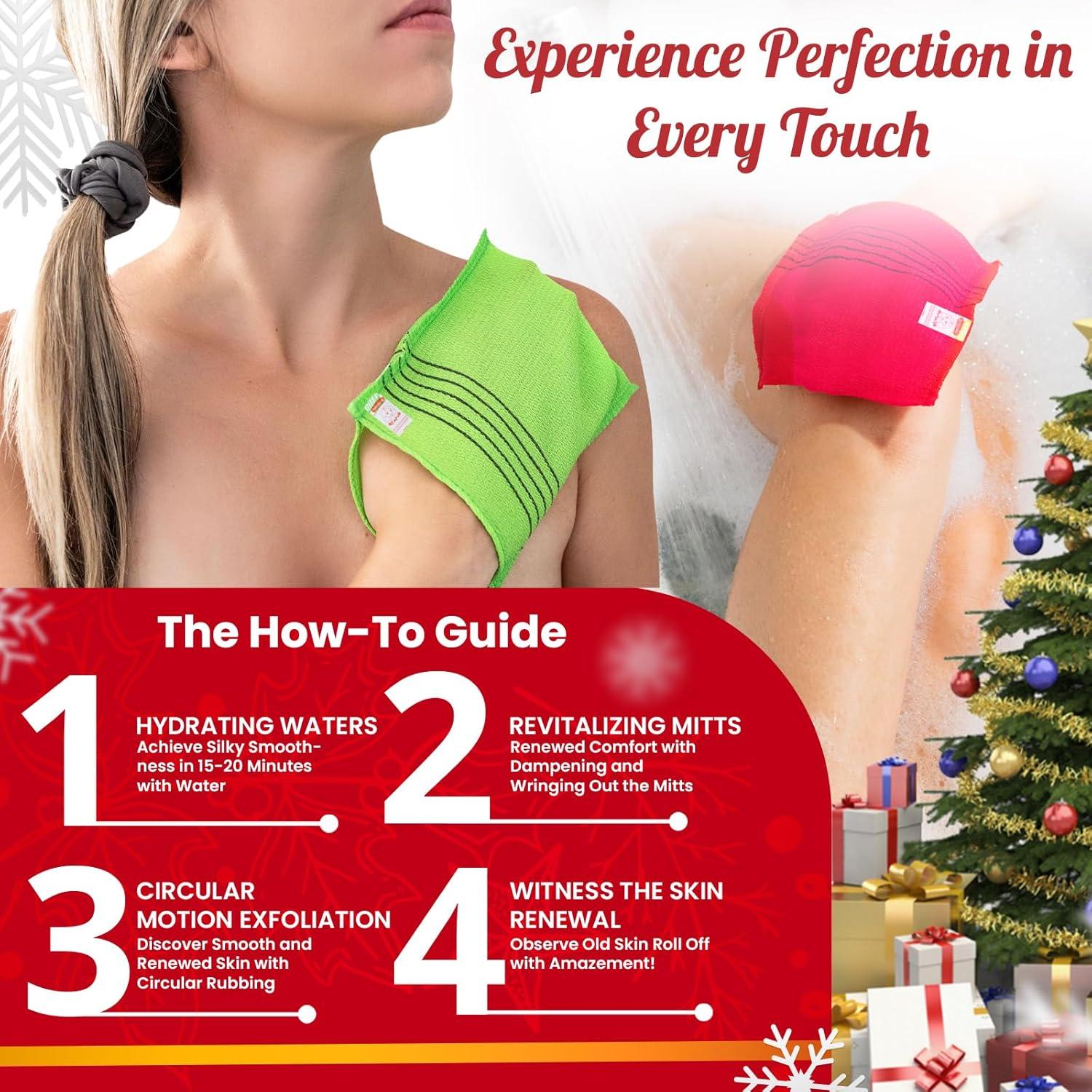 Guantes de Baño Exfoliantes Ereetowel 6 Piezas Anti-Encogimiento