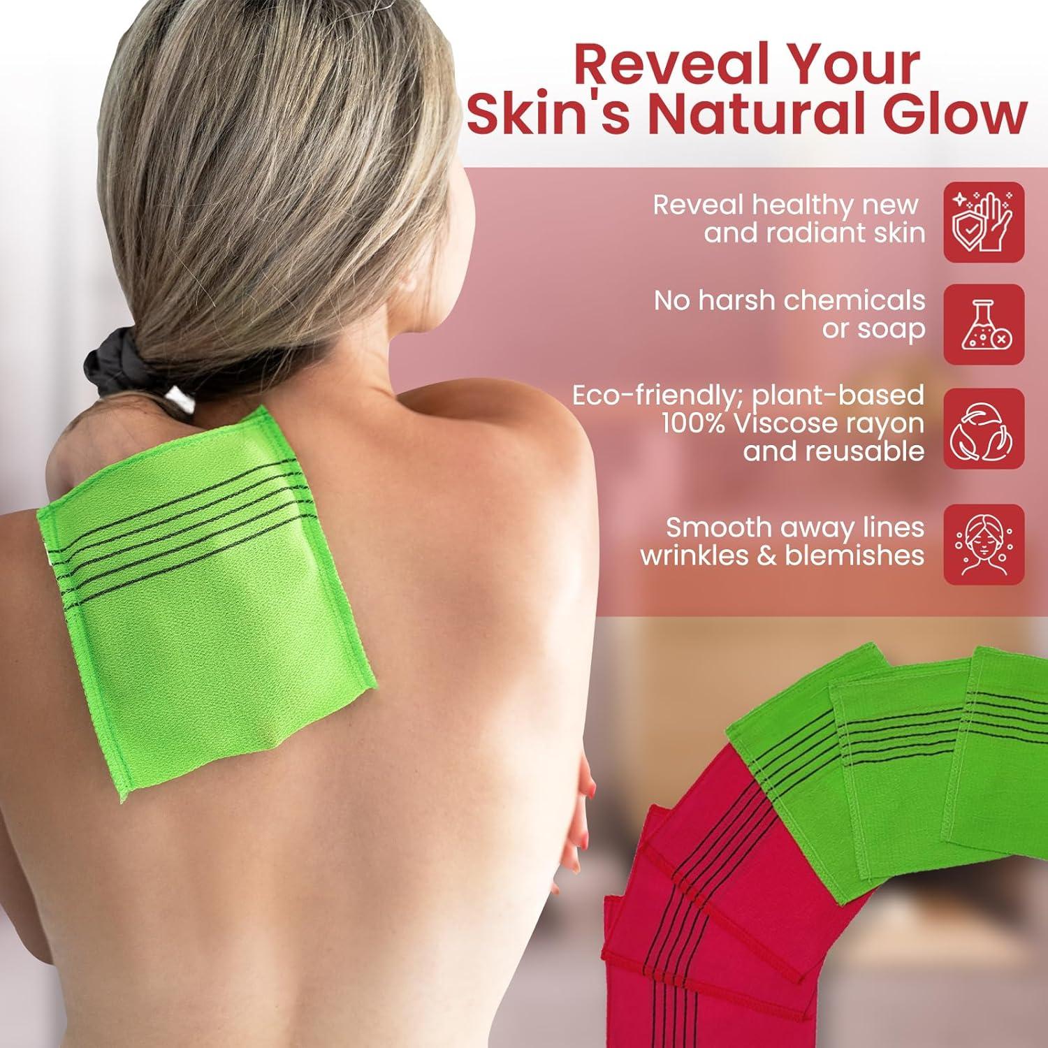 Guantes de Baño Exfoliantes Ereetowel 6 Piezas Anti-Encogimiento