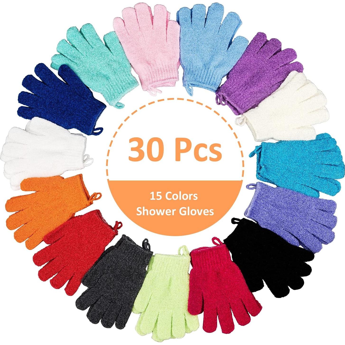 30 Guantes Exfoliantes Ducha Aisuly 15 Colores 18x14 cm