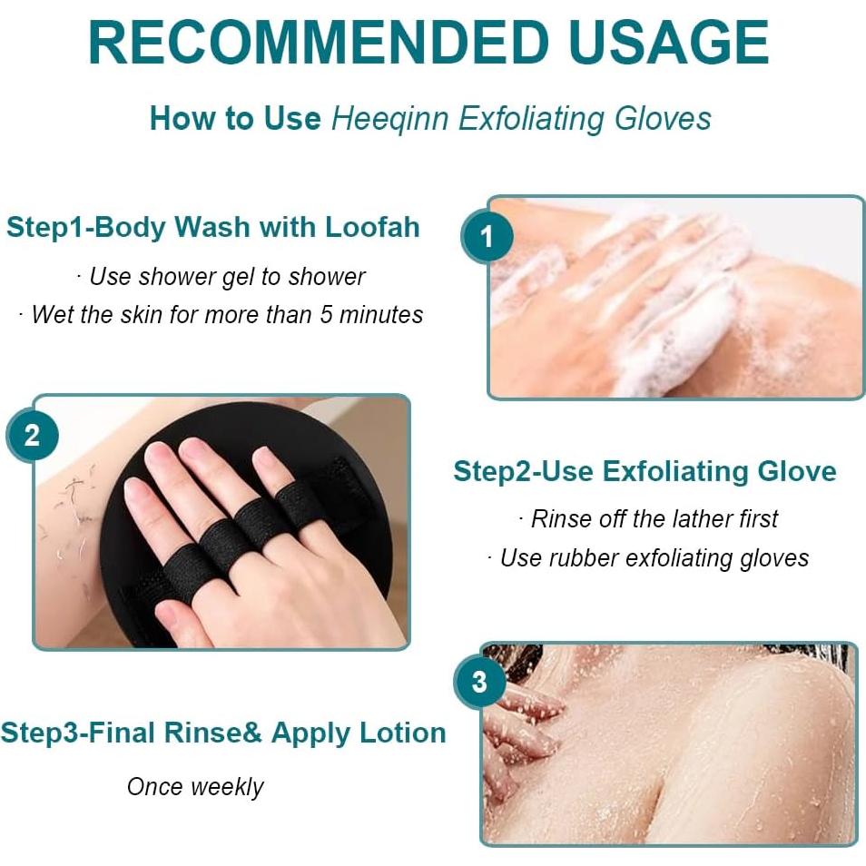 Guante Exfoliante de Goma Heeqinn 2 Piezas Grueso y Estándar