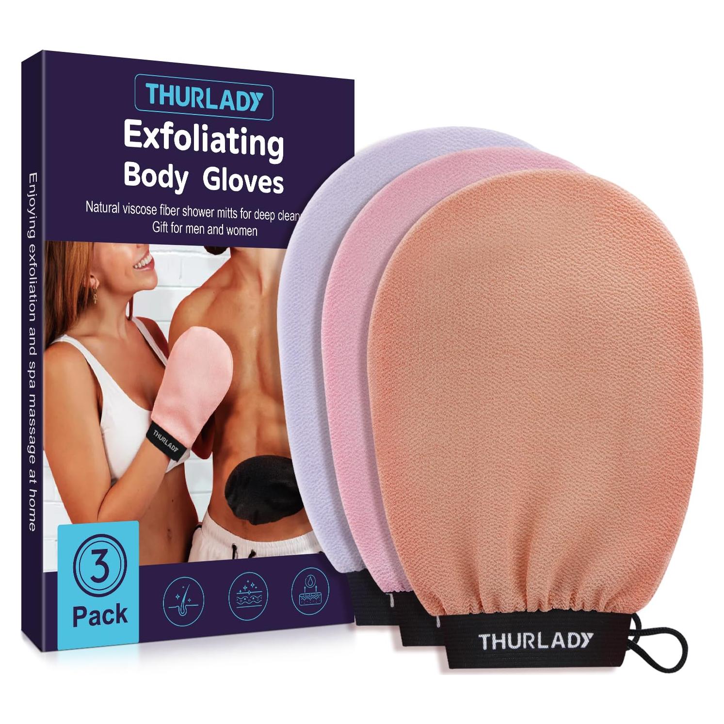 Guantes Exfoliantes Corporales THURLADY - 3 Piezas Rosa