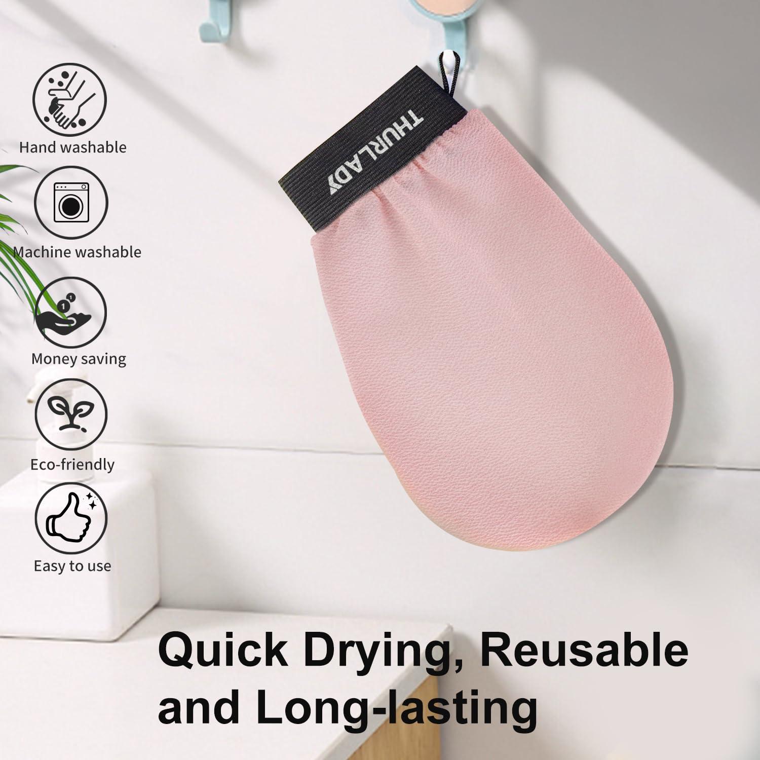 Guantes Exfoliantes Corporales THURLADY - 3 Piezas Rosa