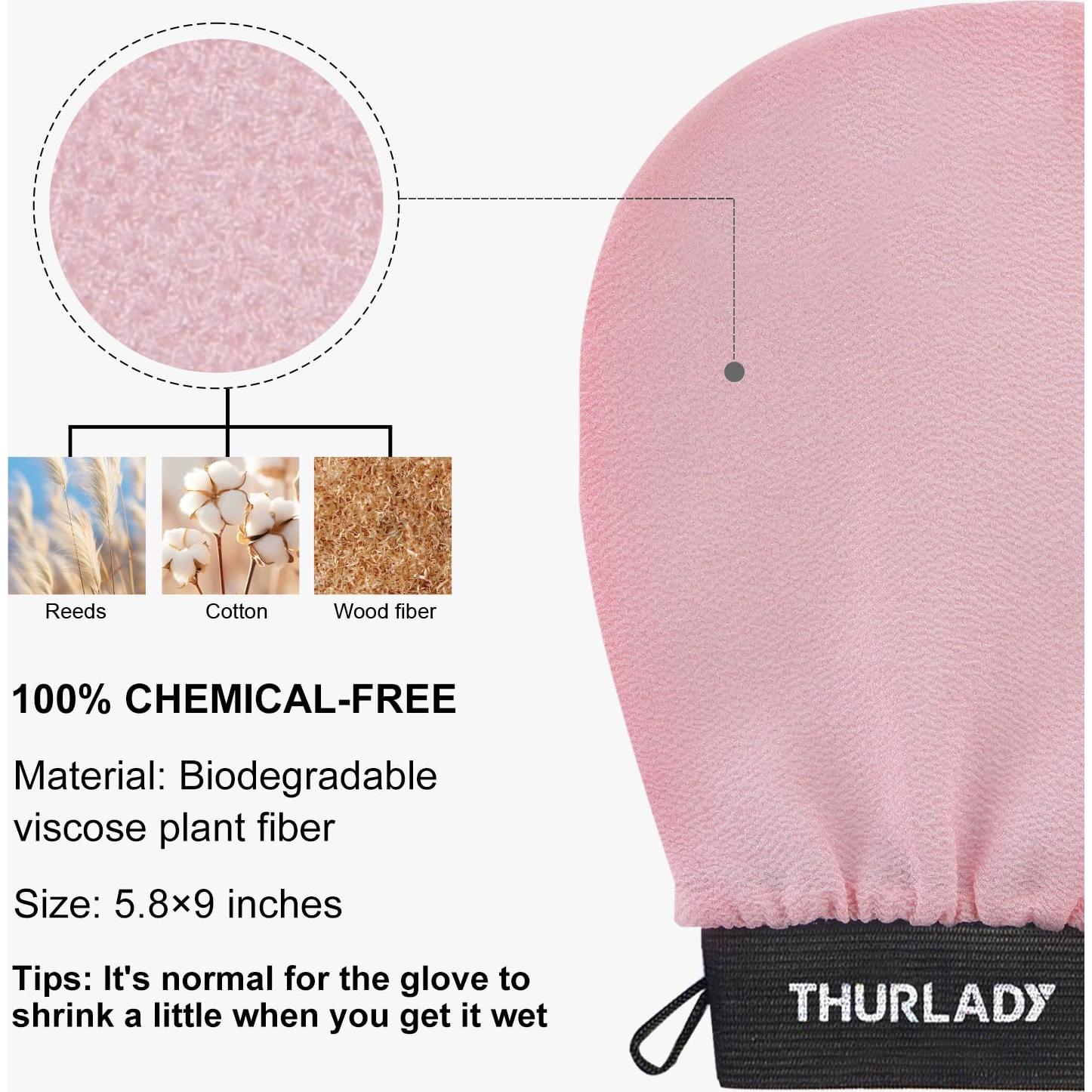Guantes Exfoliantes Corporales THURLADY - 3 Piezas Rosa
