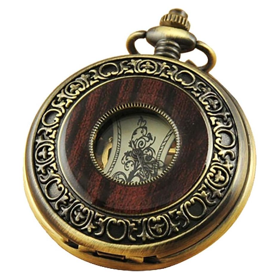 Reloj de bolsillo VIGOROSO mecánico vintage bronce con cadena