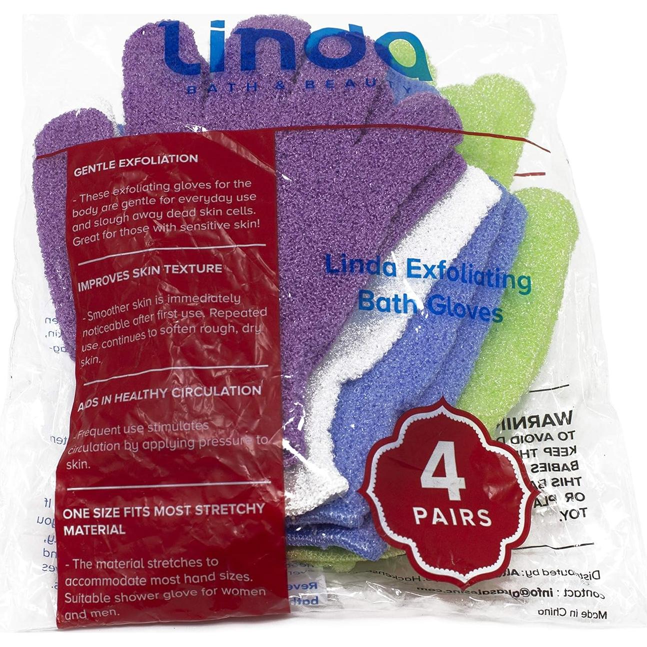 Guantes Exfoliantes Linda - Paquete de 4, Talla Única