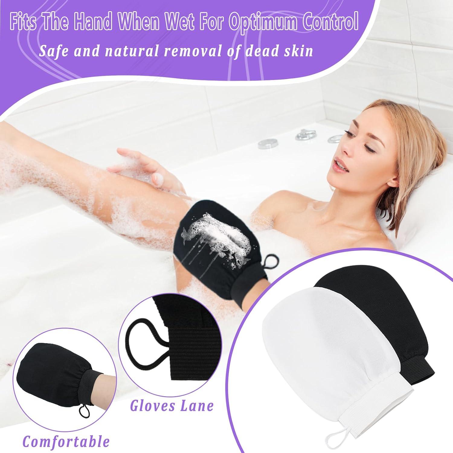 Guante Exfoliante Corporal RIUOTA - 2 Piezas, Negro/Blanco