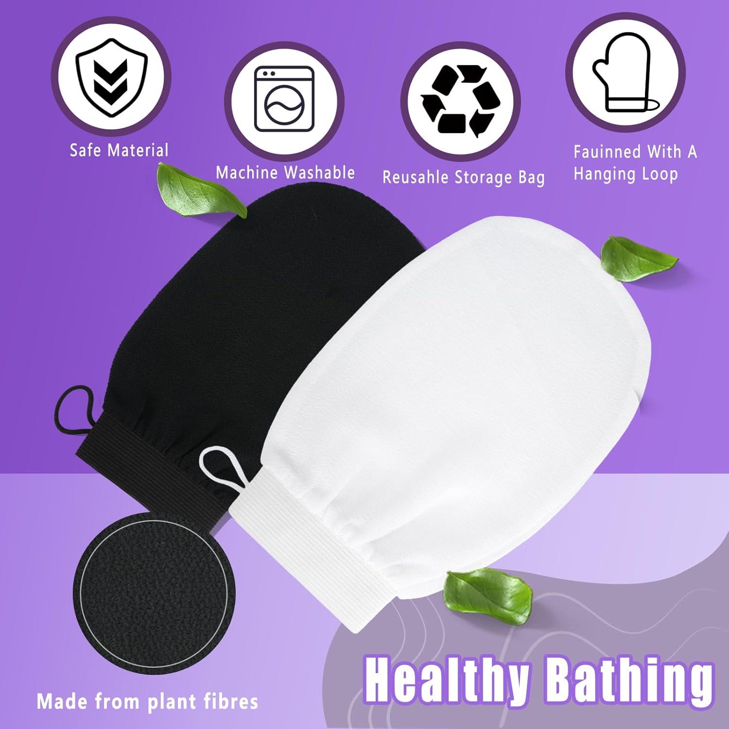 Guante Exfoliante Corporal RIUOTA - 2 Piezas, Negro/Blanco