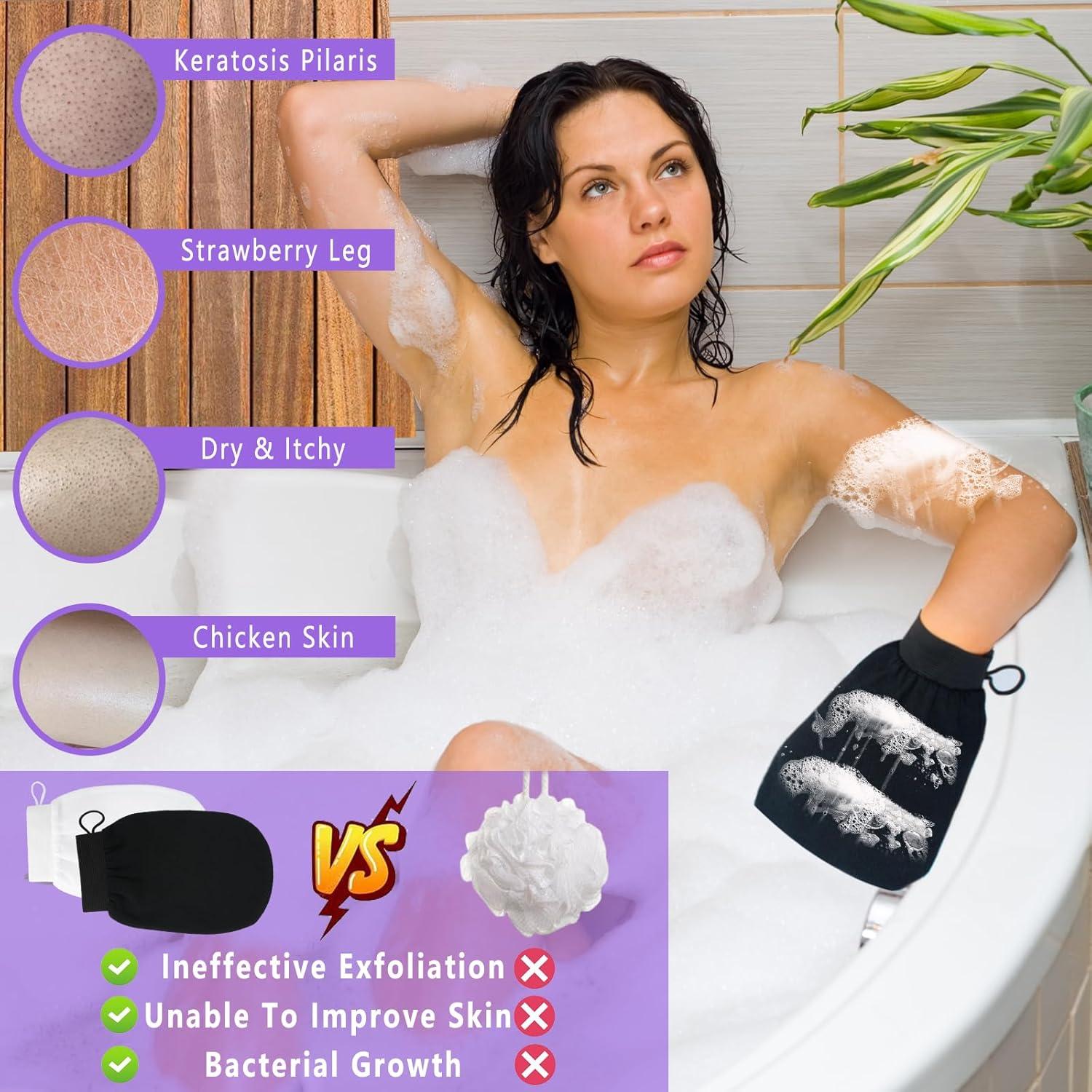 Guante Exfoliante Corporal RIUOTA - 2 Piezas, Negro/Blanco