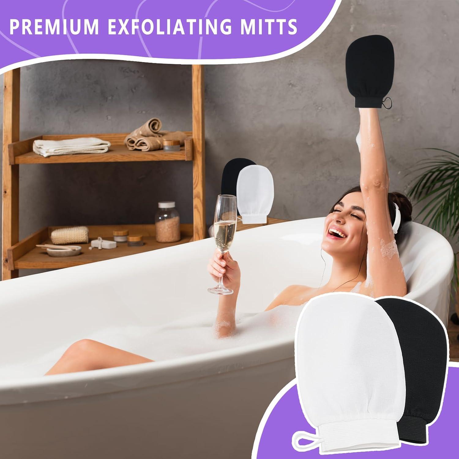 Guante Exfoliante Corporal RIUOTA - 2 Piezas, Negro/Blanco